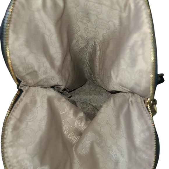 MICHAEL KORS Signature Fold Over Navy Blue Crossbody / Shoulder Bag w/ Gold - Picture 9 of 15